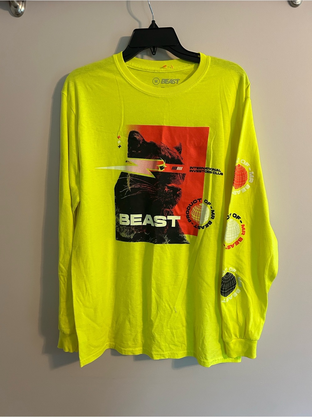Mr BEAST Neon Yellow Graphic Long Sleeve Tee
